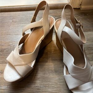 Michael Shannon Cream Wedge Sandals